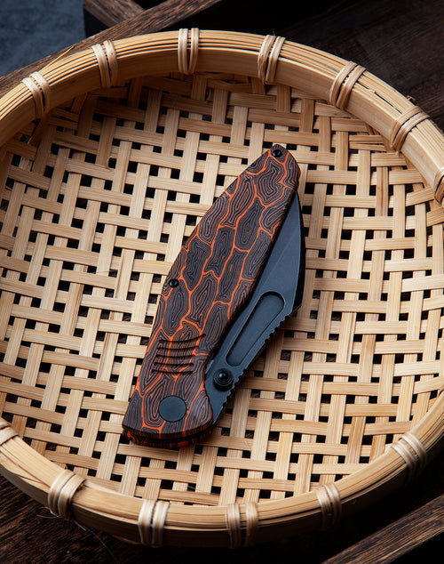 Bestech Lockness BT2205C M390 Blade Black Orange G10+Titanium Handle Frame Lock Folding Knife