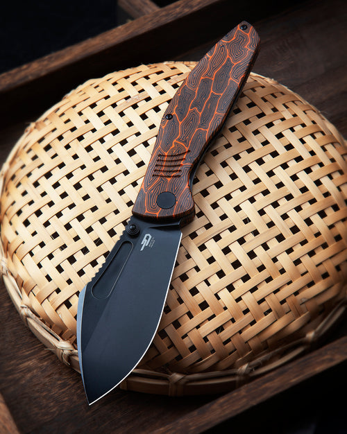 Bestech Lockness BT2205C M390 Blade Black Orange G10+Titanium Handle Frame Lock Folding Knife