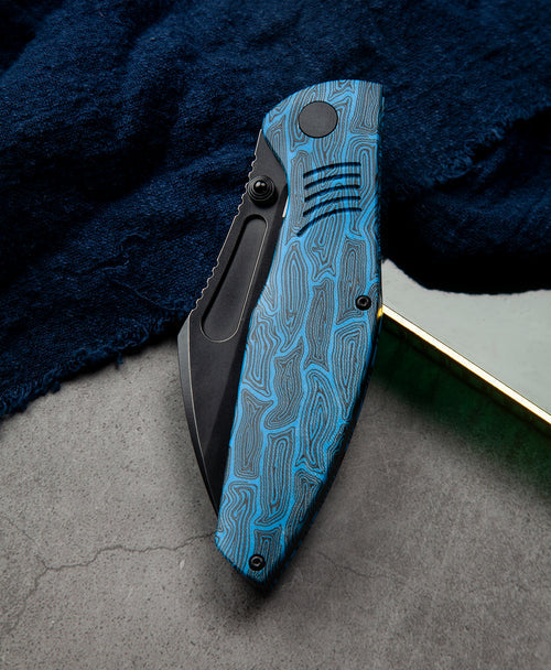 Bestech Lockness BT2205D M390 Blade Black Blue G10+Titanium Handle Frame Lock Folding Knife