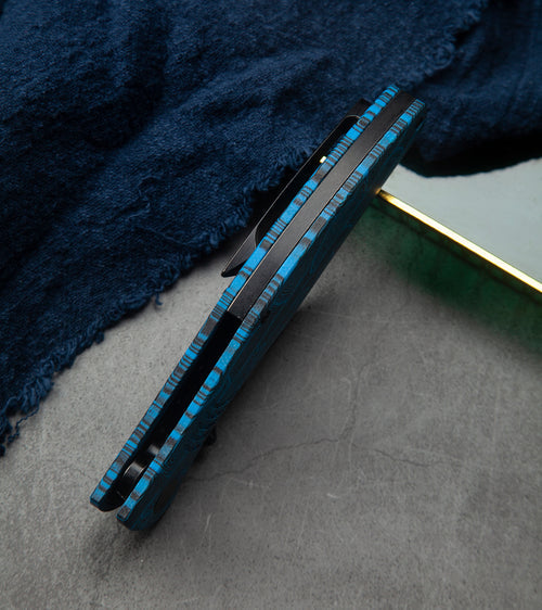 Bestech Lockness BT2205D M390 Blade Black Blue G10+Titanium Handle Frame Lock Folding Knife