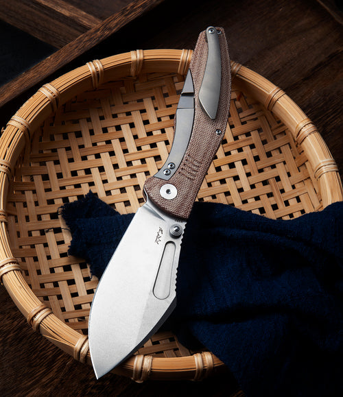 Bestech Lockness BT2205E M390 Blade Canvas Micarta+Titanium Handle Frame Lock Folding Knife