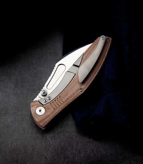 Bestech Lockness BT2205E M390 Blade Canvas Micarta+Titanium Handle Frame Lock Folding Knife