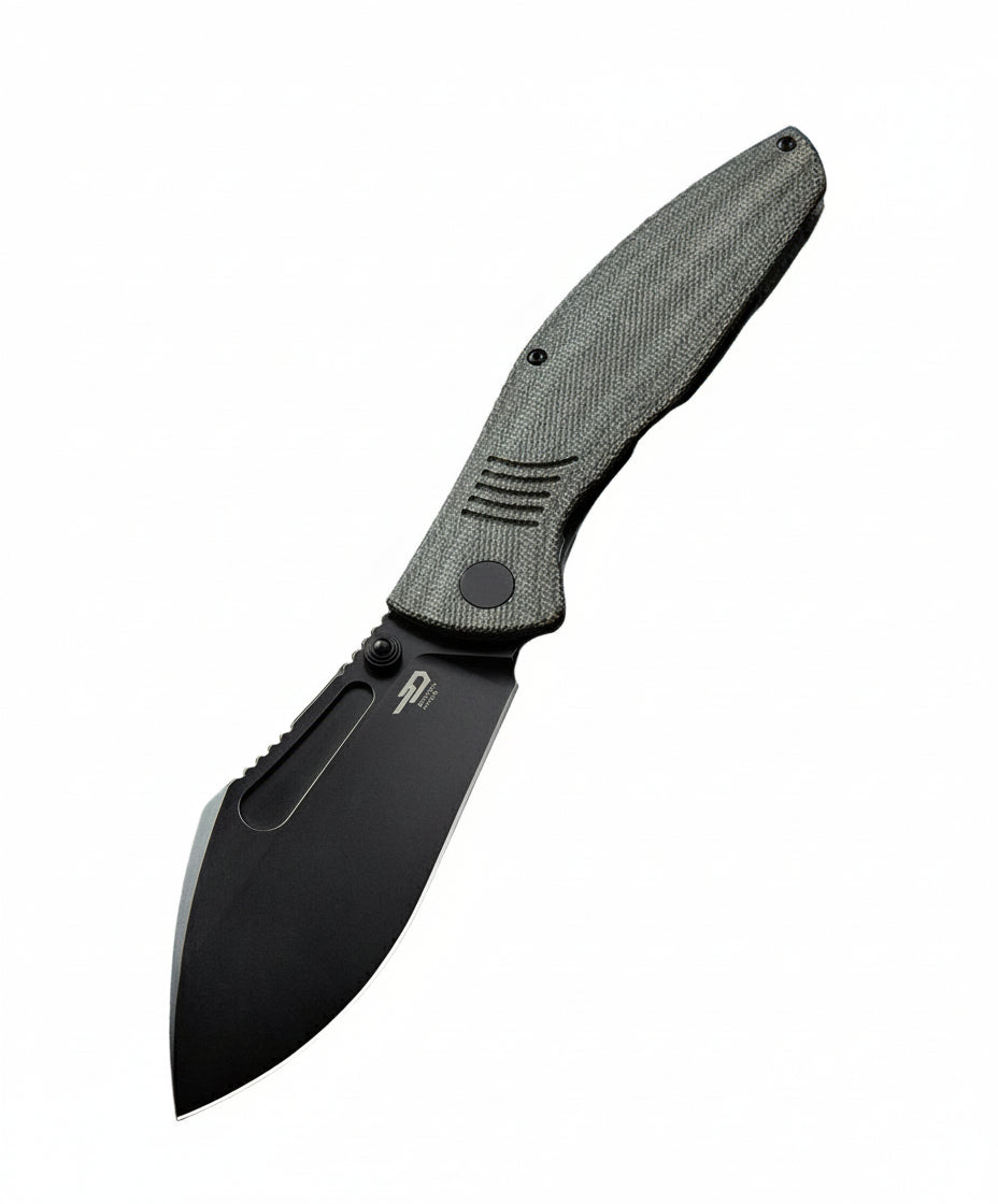 Bestech Lockness BT2205F M390 Blade Canvas Micarta+Titanium Handle Frame Lock Folding Knife