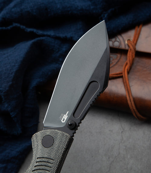 Bestech Lockness BT2205F M390 Blade Canvas Micarta+Titanium Handle Frame Lock Folding Knife