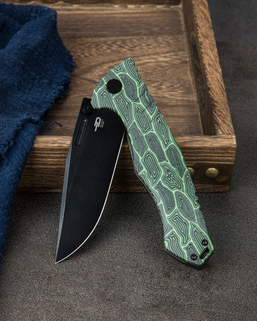 Bestech Keen II BT2301E CPM-S35VN Blade Black Green G10+Titanium Handle Frame Lock Folding Knife