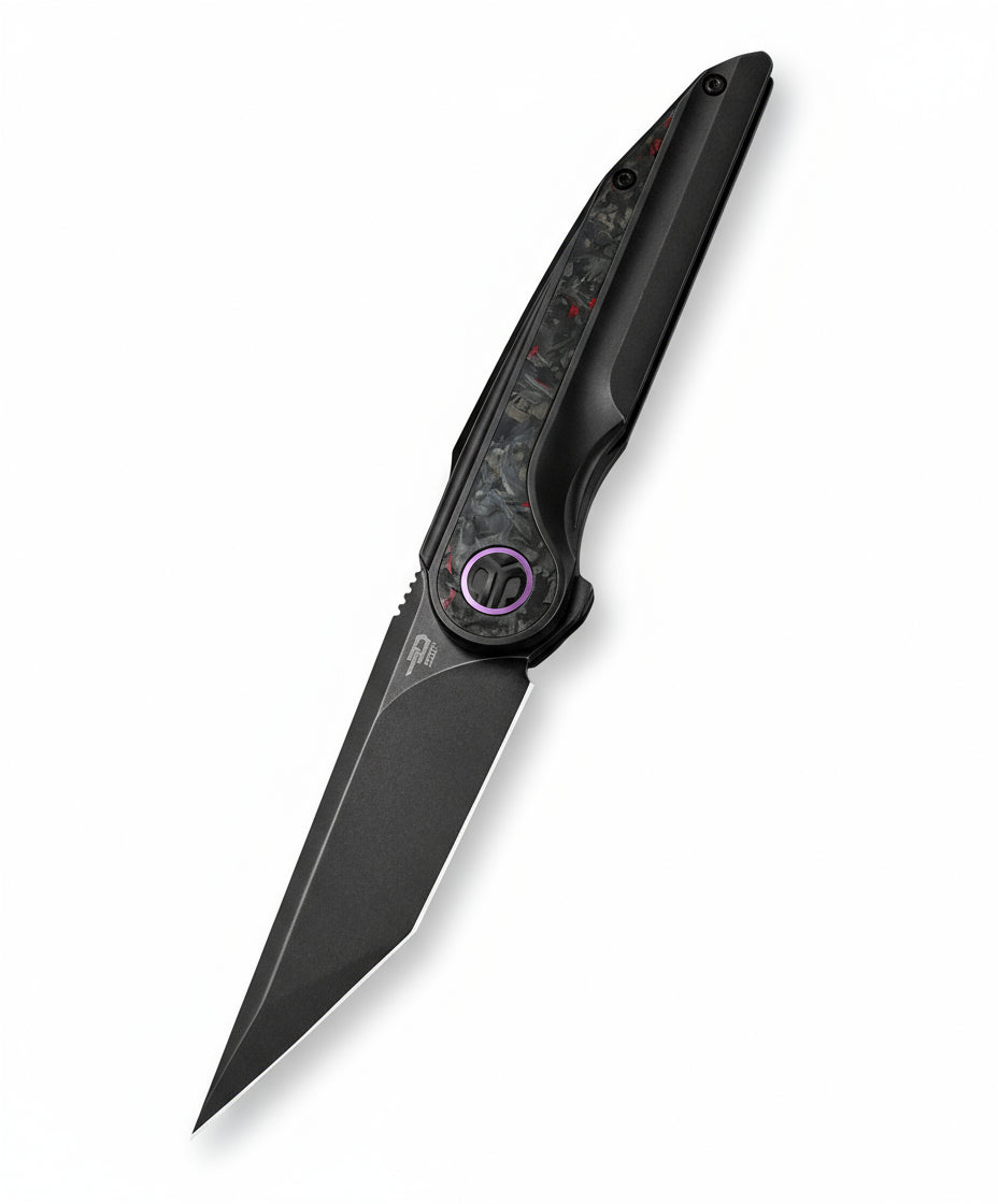 Bestech Blind Fury BT2303E M390 Blade Titanium and Red Marble Handle Frame Lock Folding Knife
