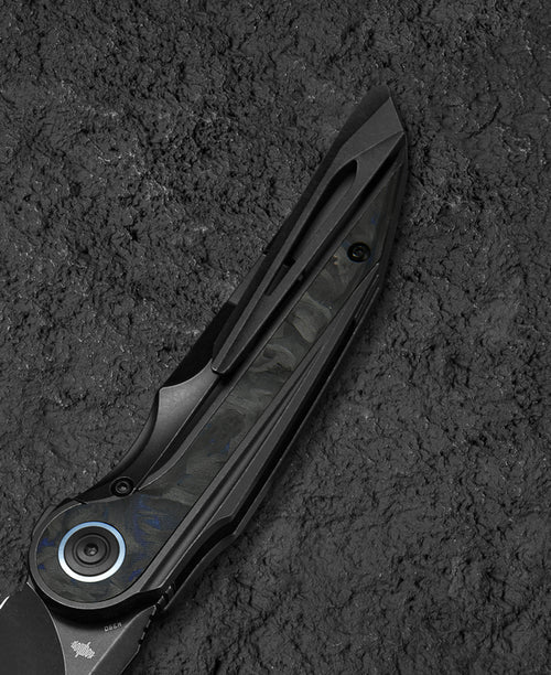 Bestech Blind Fury BT2303F M390 Blade Titanium and Blue Marble Handle Frame Lock Folding Knife