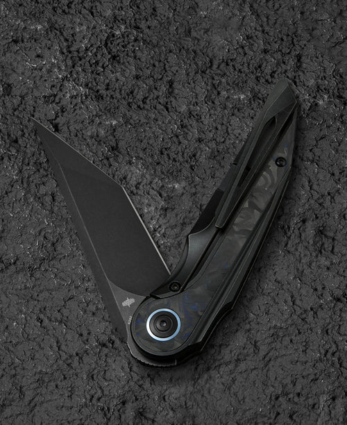 Bestech Blind Fury BT2303F M390 Blade Titanium and Blue Marble Handle Frame Lock Folding Knife
