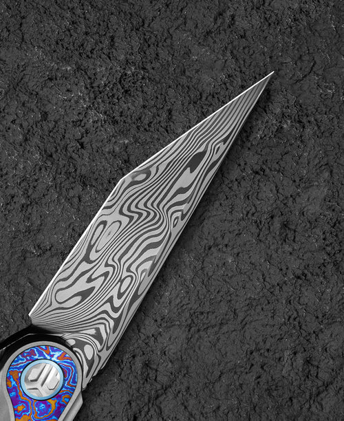 Bestech Blind Fury BT2303G Damasteel Blade Titanium and Timascus Handle Frame Lock Folding Knife