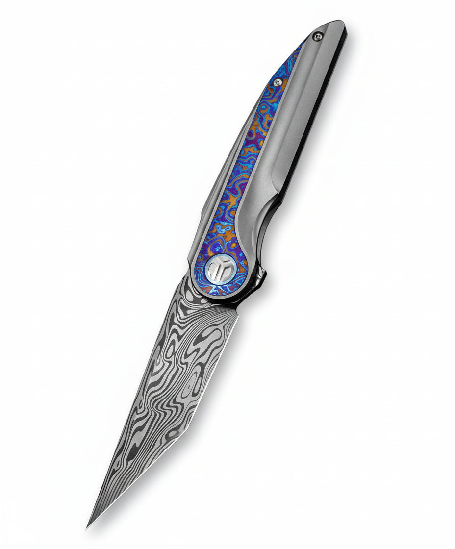 Bestech Blind Fury BT2303G Damasteel Blade Titanium and Timascus Handle Frame Lock Folding Knife