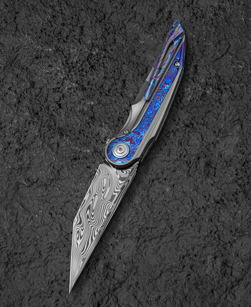 Bestech Blind Fury BT2303G Damasteel Blade Titanium and Timascus Handle Frame Lock Folding Knife