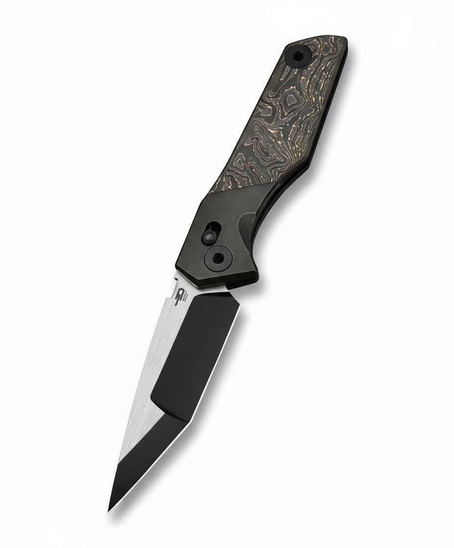 Bestech Cetus BT2304D M390 Blade Titanium+Copper Carbon Fiber Handle Crossbar Lock Folding Knife