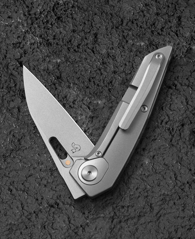 Bestech VK-VOID BT2305B Satin Elmax Blade Titanium+Carbon Fiber Handle Frame Lock Folding Knife