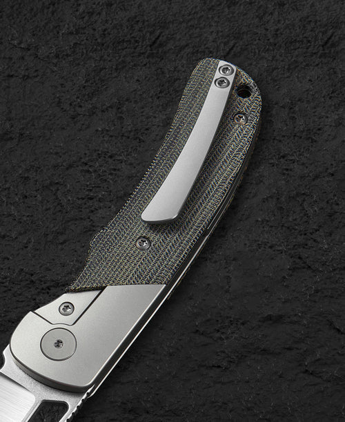 Bestech SYN BT2306B Elmax Blade Titanium+Micarta Handle Frame Lock Folding Knife