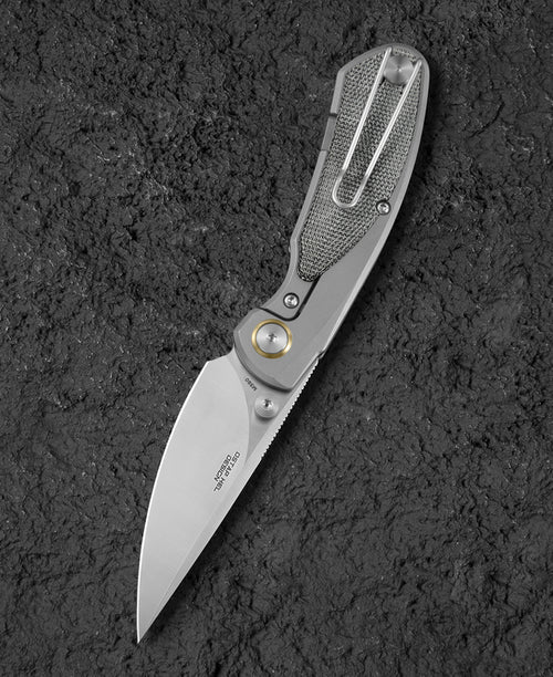 Bestech Lito BT2307A M390 Blade Titanium+Black Canvas Micarta Inlay Handle Frame Lock Folding Knife