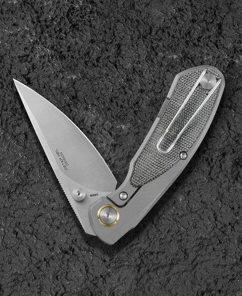 Bestech Lito BT2307A M390 Blade Titanium+Black Canvas Micarta Inlay Handle Frame Lock Folding Knife