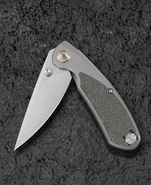 Bestech Lito BT2307A M390 Blade Titanium+Black Canvas Micarta Inlay Handle Frame Lock Folding Knife