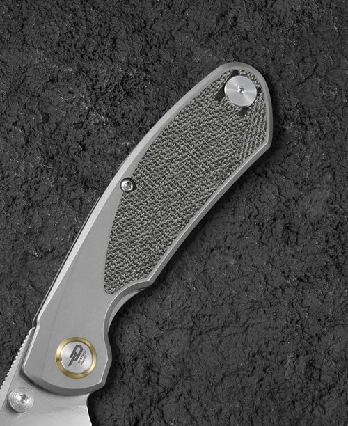 Bestech Lito BT2307A M390 Blade Titanium+Black Canvas Micarta Inlay Handle Frame Lock Folding Knife