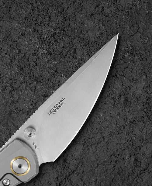 Bestech Lito BT2307B M390 Blade Titanium+Natural Canvas Micarta Inlay Handle Frame Lock Folding Knife