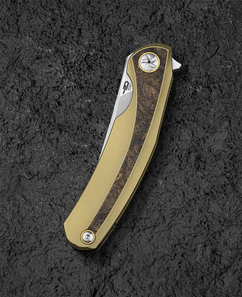 Bestech Sambac BT2402A MagnaCut Blade Titanium+Fat Carbon Fiber Handle Frame Lock Folding Knife