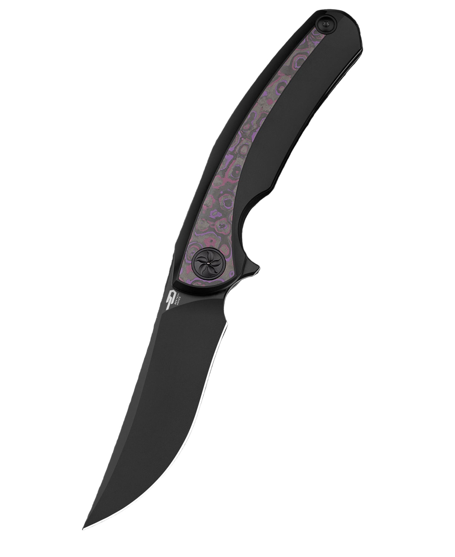 Bestech Sambac BT2402B MagnaCut Blade Titanium+Fat Carbon Fiber Handle Frame Lock Folding Knife