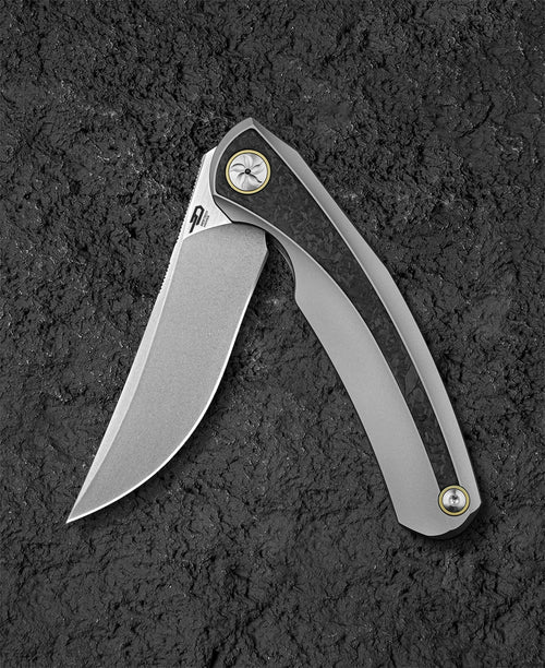 Bestech Sambac BT2402C MagnaCut Blade Titanium+Fat Carbon Fiber Handle Frame Lock Folding Knife