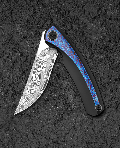 Bestech Sambac BT2402F Damascus Blade Titanium+Timascus Handle Frame Lock Folding Knife