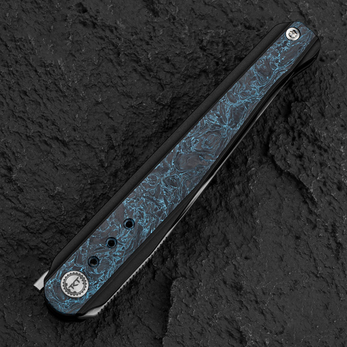 Bestech Knives Spear Phisher BT2405C M390 Blade Titanium+Marble Carbon Fiber Handle Edc Folding Knife