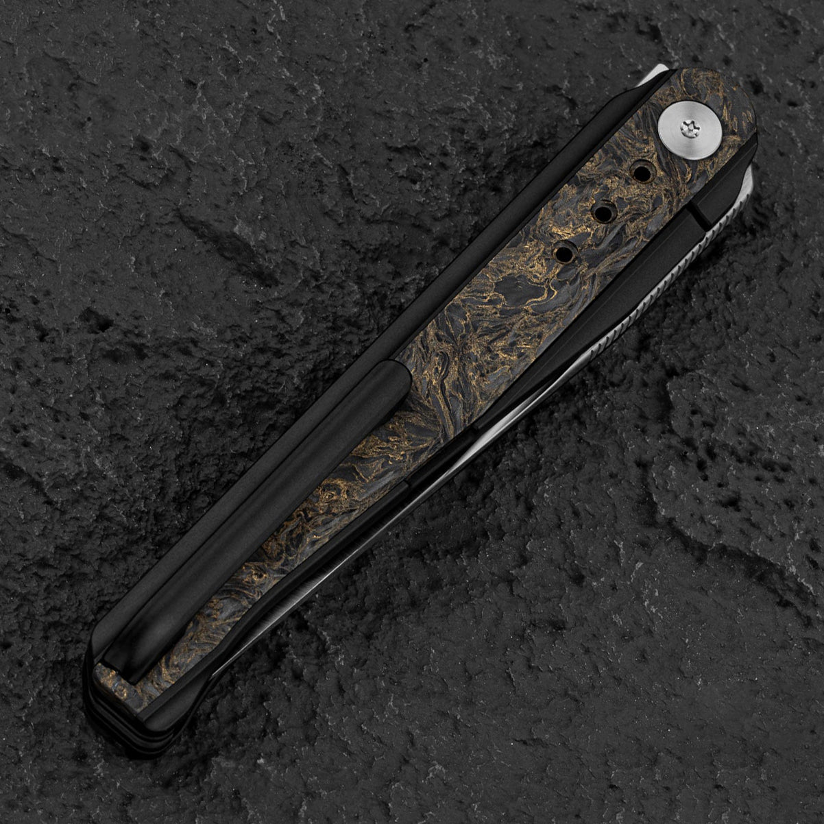 Bestech Knives Spear Phisher BT2405D M390 Blade Titanium+Marble Carbon Fiber Handle Edc Folding Knife