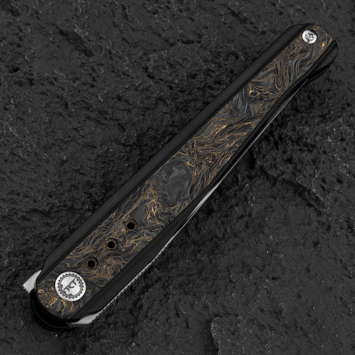 Bestech Knives Spear Phisher BT2405D M390 Blade Titanium+Marble Carbon Fiber Handle Edc Folding Knife