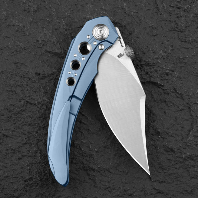 Bestech Razon BT2406A Magnacut Blade Blue Titanium Handle Folding Knife