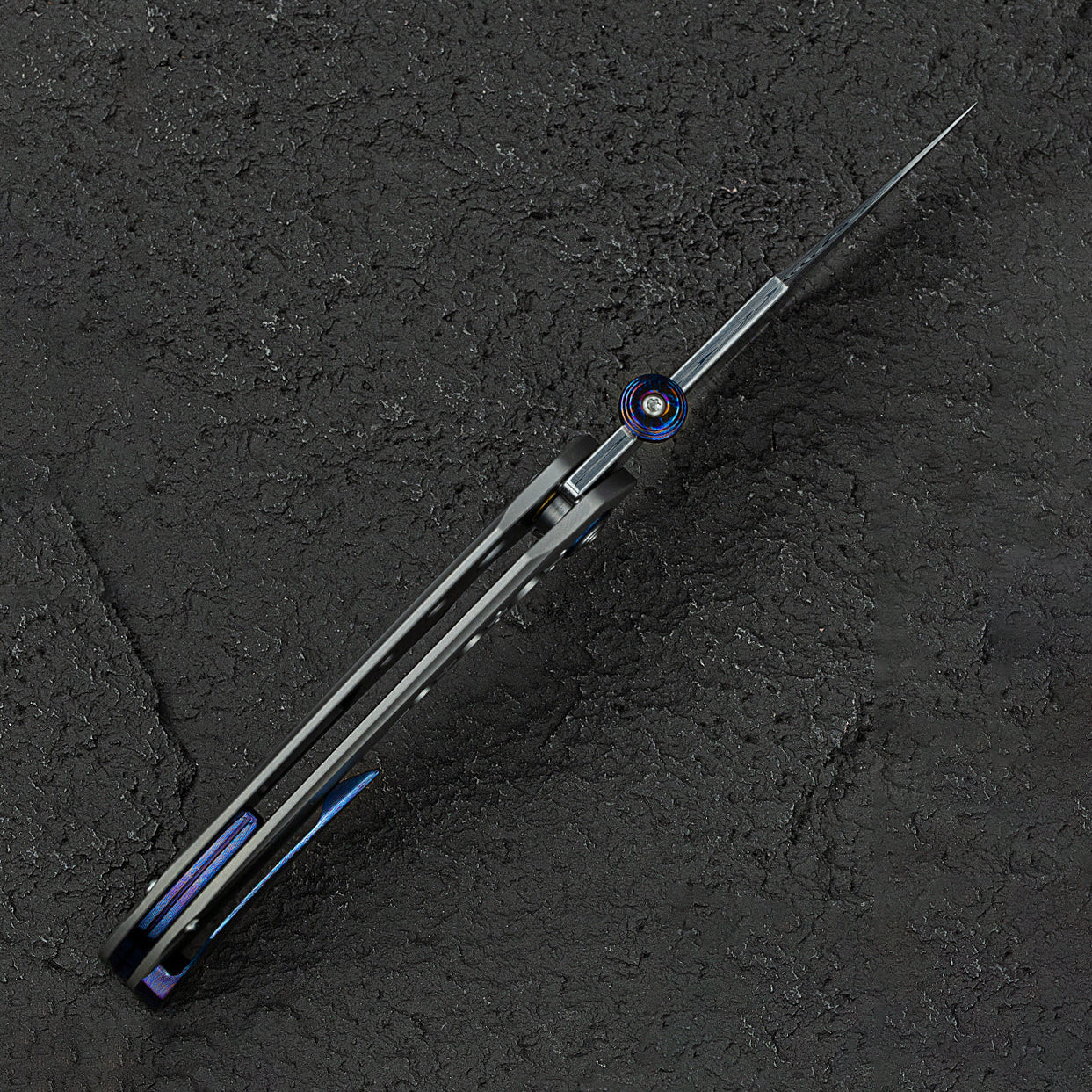 Bestech Razon BT2406E Damasteel Blade Grey Titanium Handle Folding Knife