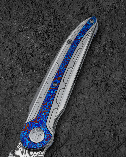 Bestech Prydwen BT2409E Damascus Blade Titanium Handle Frame Lock Folding Knife