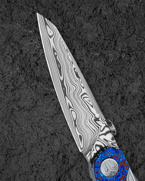 Bestech Prydwen BT2409E Damascus Blade Titanium Handle Frame Lock Folding Knife
