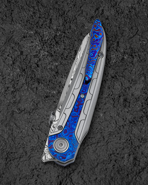 Bestech Prydwen BT2409E Damascus Blade Titanium Handle Frame Lock Folding Knife