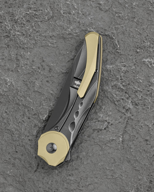 Bestech Excentrxc BT2412B M390 Blade Titanium Handle Frame Lock Folding Knife