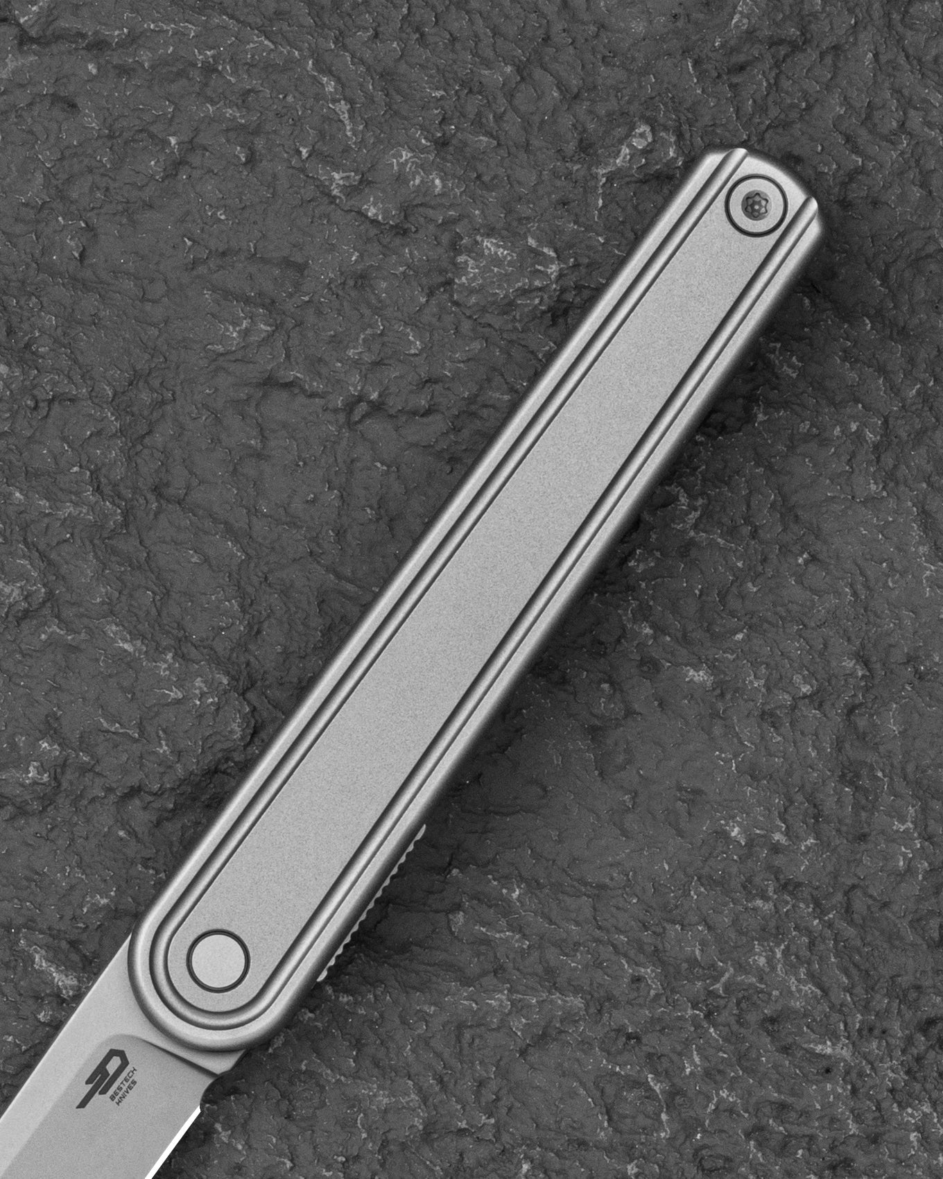 Bestech INK BT2502A MagnaCut Blade Silver Titanium Handle Liner Lock Folding Knife