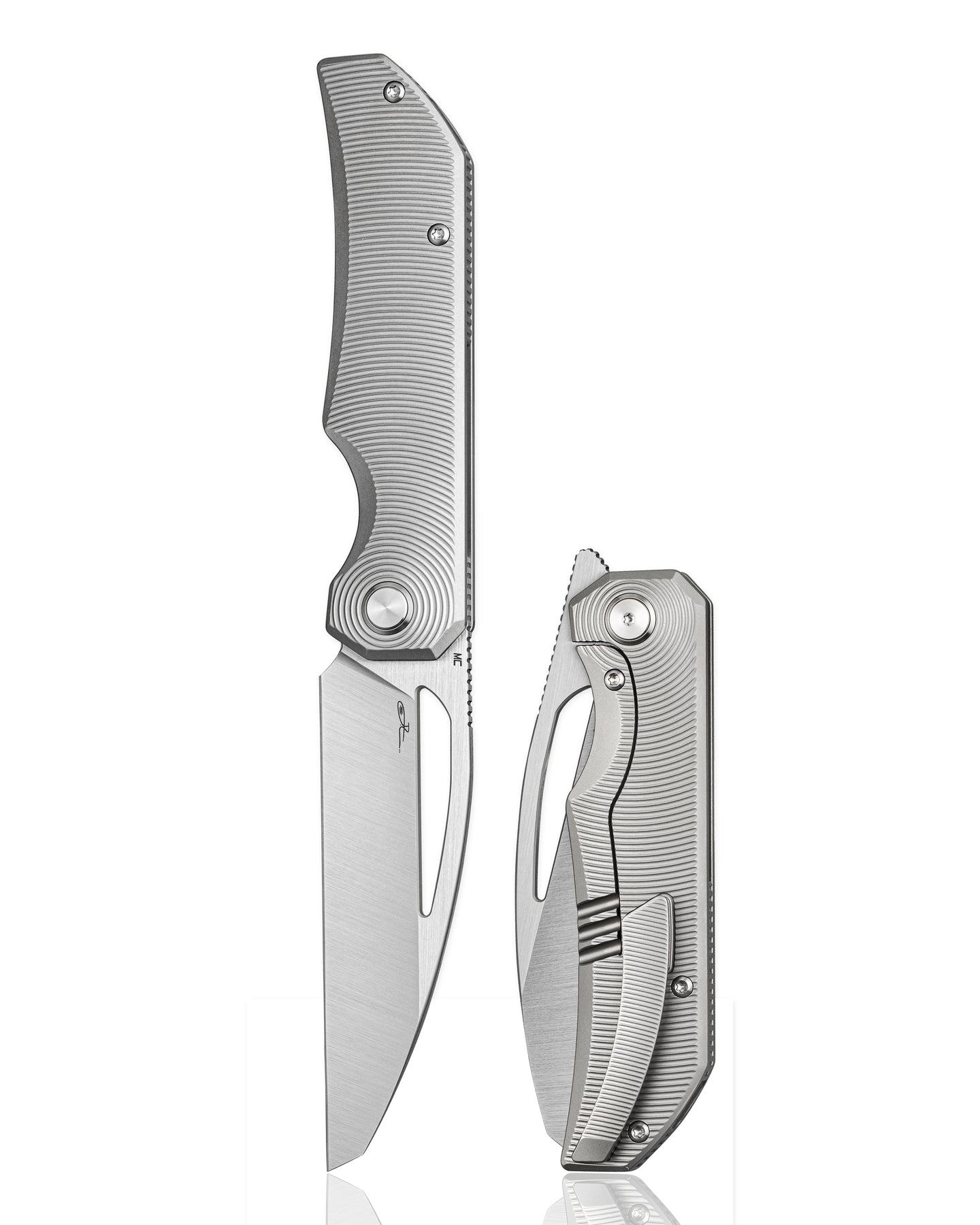 Bestech Taipan BT2503C-L (Left-Hand Version) Hollow Grinds MagnaCut Blade Titanium Handle Frame Lock Folding Knife