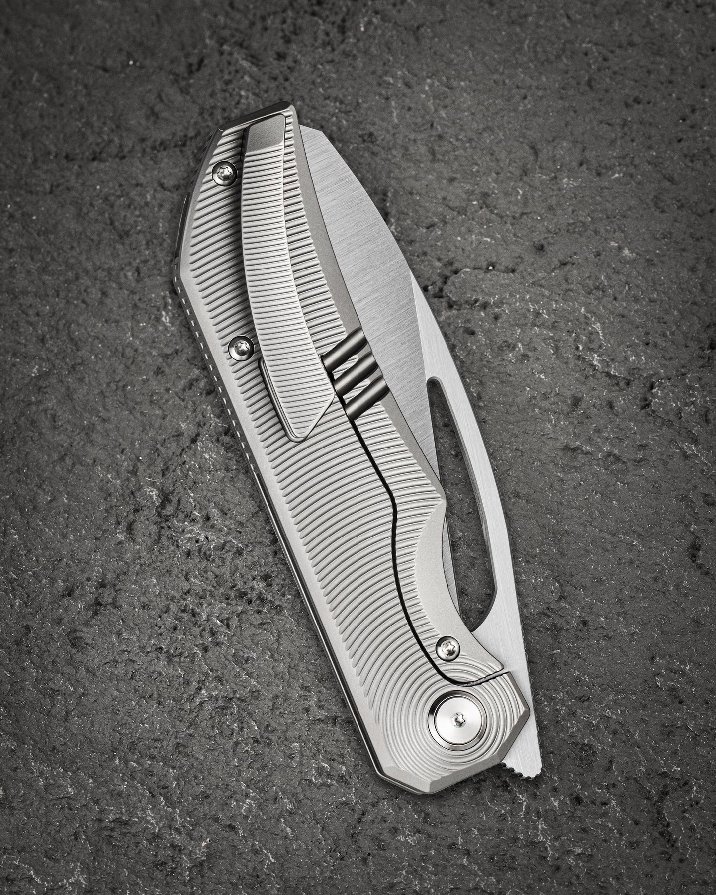 Bestech Taipan BT2503C-L (Left-Hand Version) Hollow Grinds MagnaCut Blade Titanium Handle Frame Lock Folding Knife