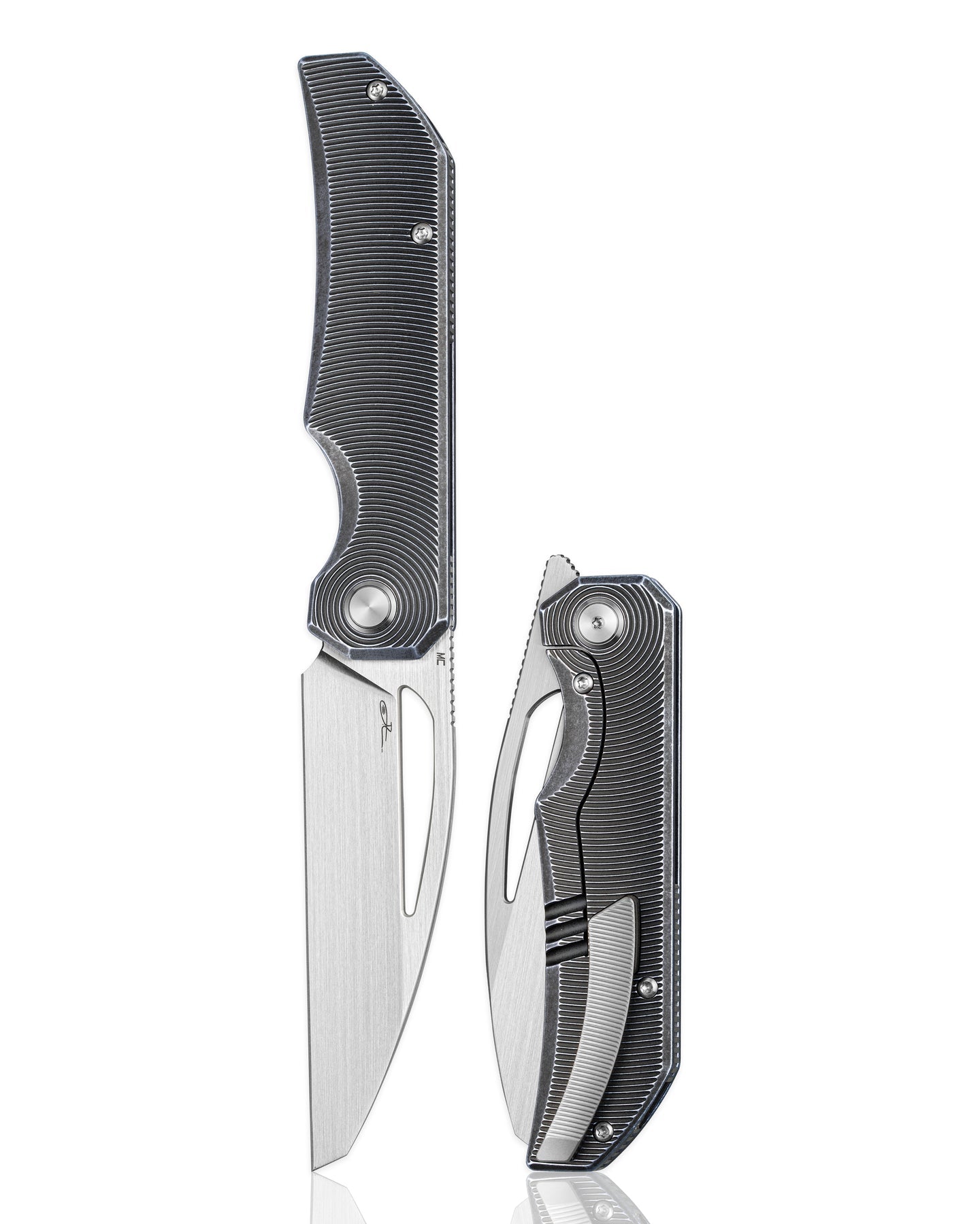 Bestech Taipan BT2503D-L (Left-Hand Version) Hollow Grinds MagnaCut Blade Titanium Handle Frame Lock Folding Knife