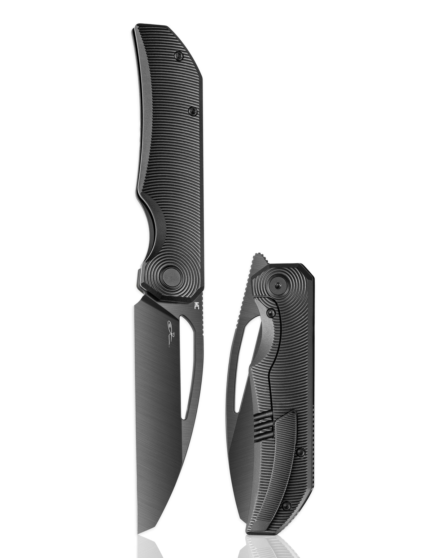 Bestech Taipan BT2503E-L (Left-Hand Version) Hollow Grinds MagnaCut Blade Titanium Handle Frame Lock Folding Knife