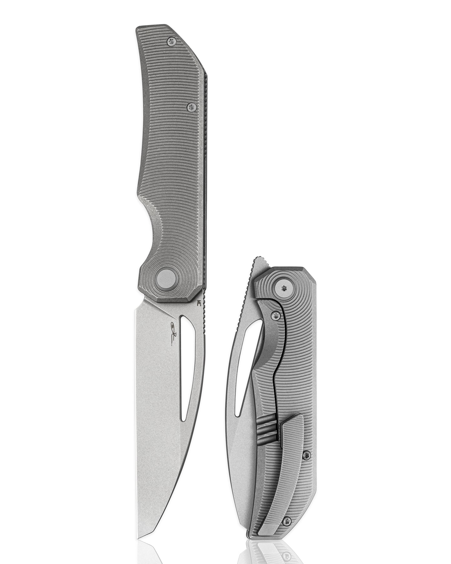 Bestech Taipan BT2503F-L (Left-Hand Version) Hollow Grinds MagnaCut Blade Titanium Handle Frame Lock Folding Knife