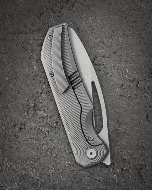 Bestech Taipan BT2503F-L (Left-Hand Version) Hollow Grinds MagnaCut Blade Titanium Handle Frame Lock Folding Knife