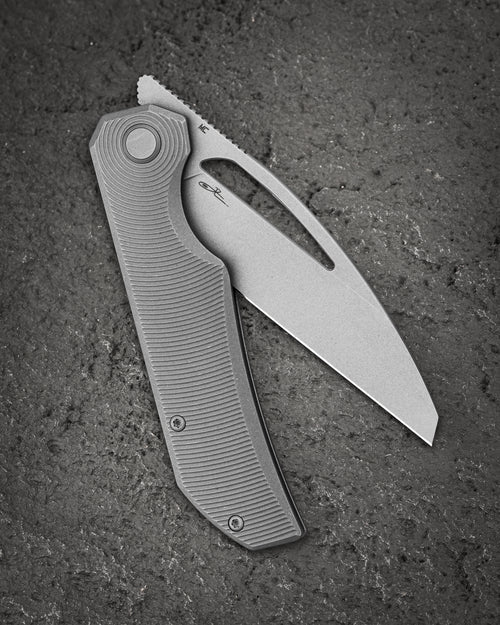 Bestech Taipan BT2503F-L (Left-Hand Version) Hollow Grinds MagnaCut Blade Titanium Handle Frame Lock Folding Knife