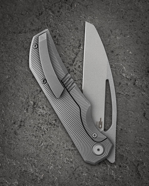 Bestech Taipan BT2503F-L (Left-Hand Version) Hollow Grinds MagnaCut Blade Titanium Handle Frame Lock Folding Knife