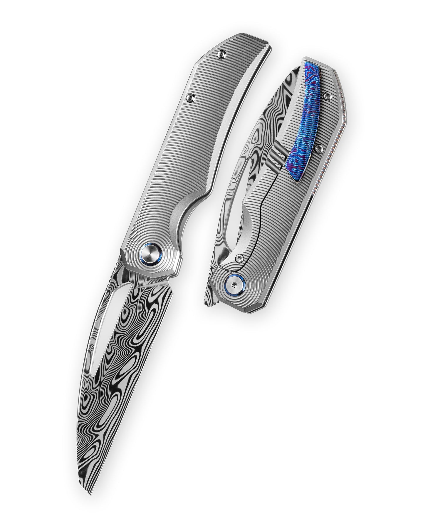 Bestech Taipan BT2503G Damascus Blade Titanium+Timascus Handle Frame Lock Folding Knife