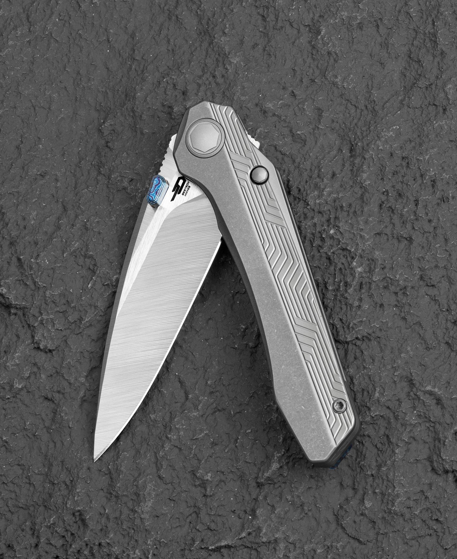 Bestech Wet Nellie BT2505E MagnaCut Blade Titanium Handle Button Frame Lock Folding Knife