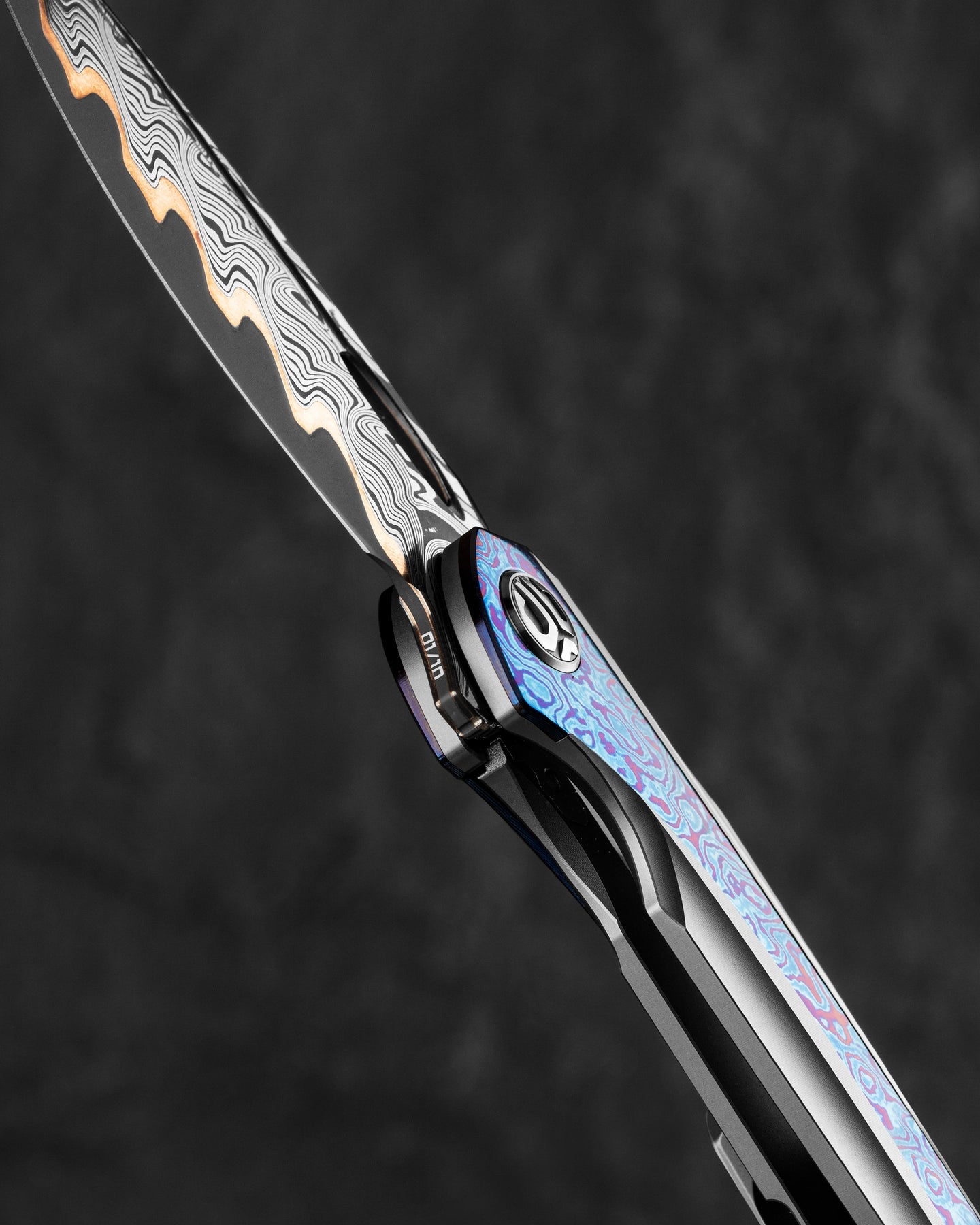 Bestech Senu BT2601E Damascus Blade Titanium with Timascus Inlays Handle Frame Lock Folding Knife
