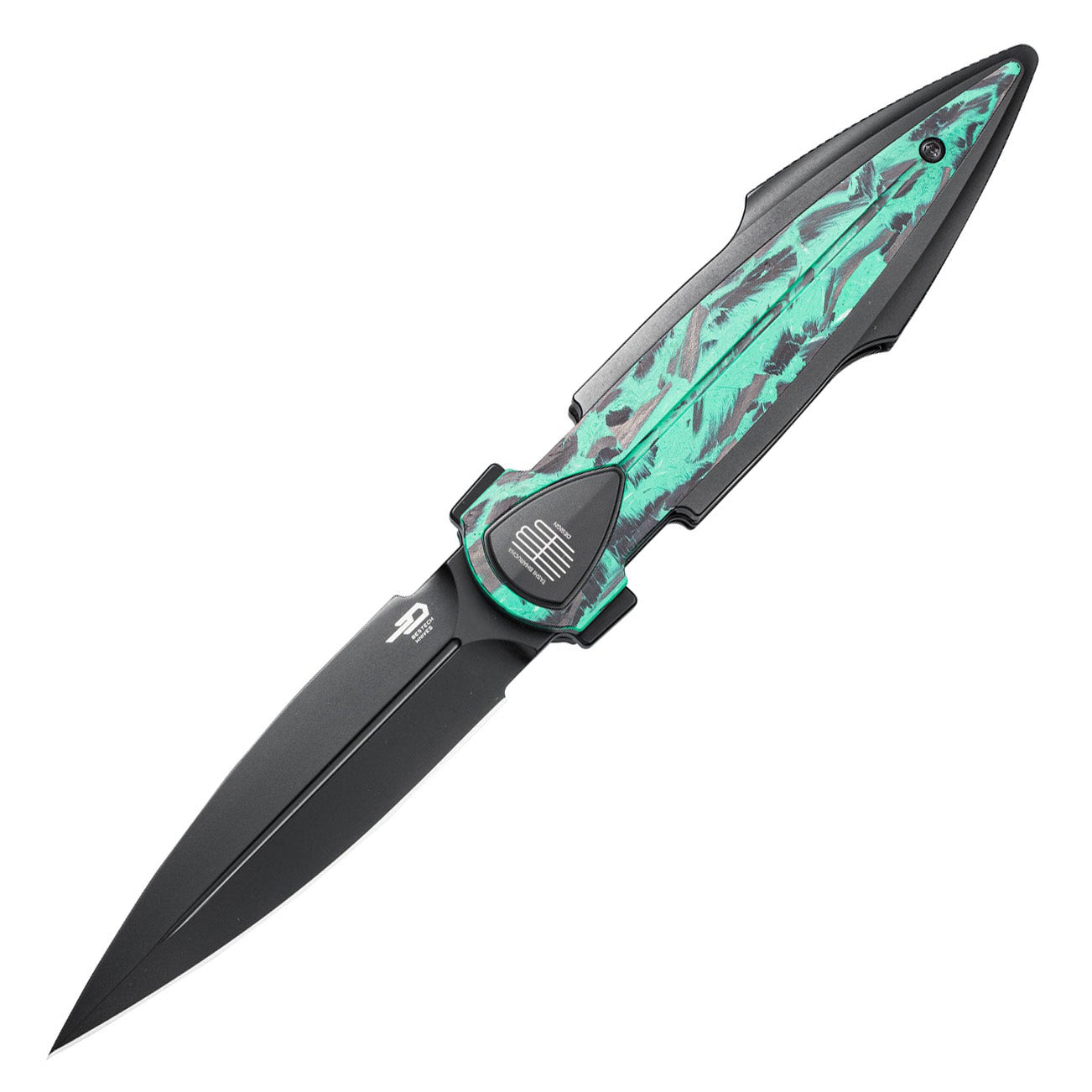 Bestech IKA DAGGER BT2602D M390 Blade Titanium + GID Marble Carbon Fiber Inlays Handle Liner Lock Folding Knife