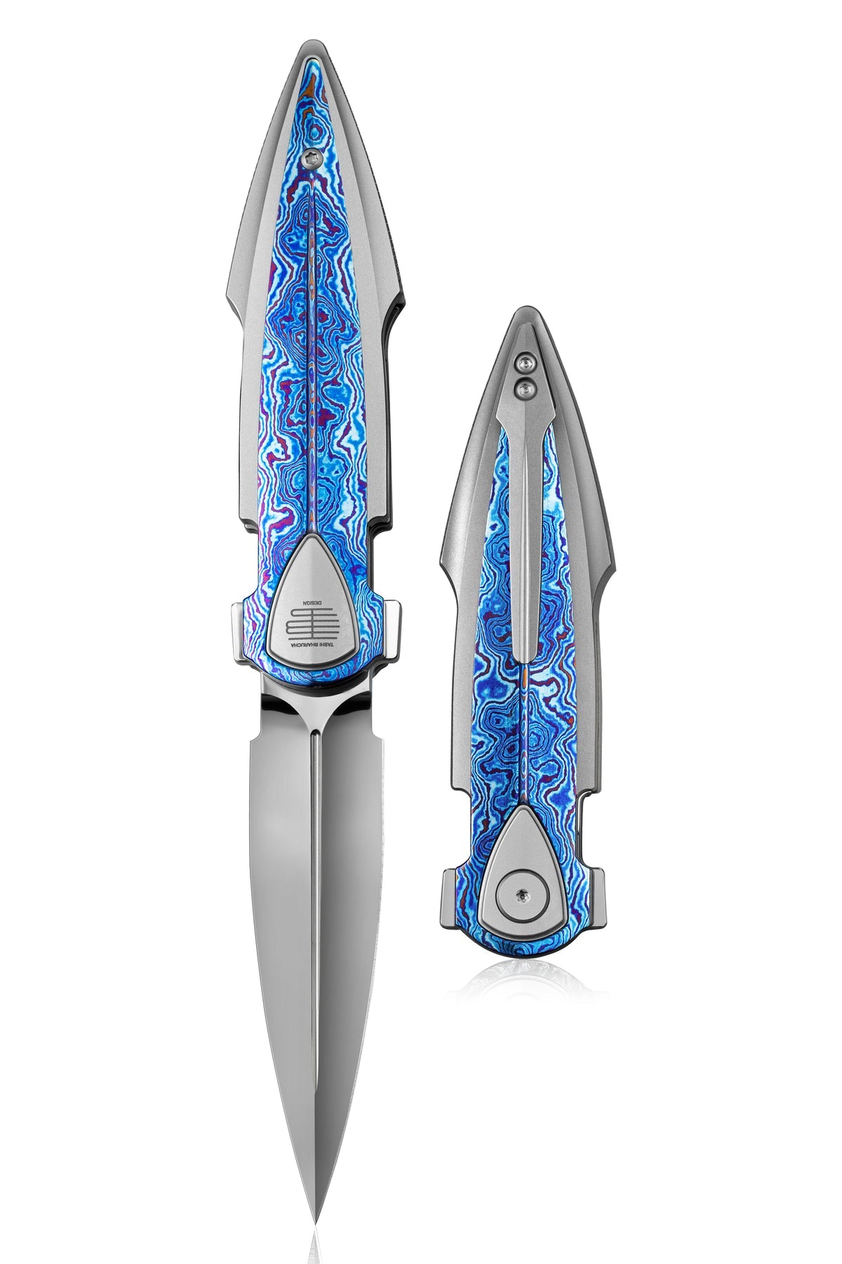 Bestech IKA DAGGER BT2602G M390 Blade Titanium + Timascus Inlays Handle Liner Lock Folding Knife